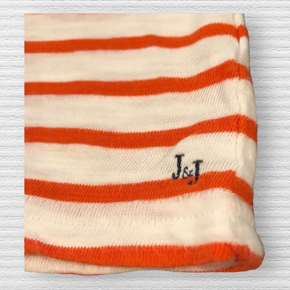 Janie & Jack 12 Orange White Striped Slub Pocket Tee Shirt